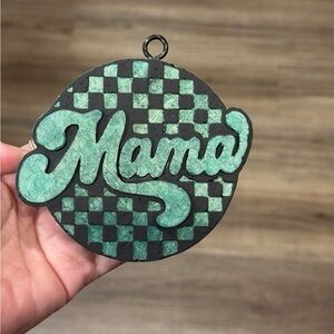 Green and Black Checkered 'Mama' Ornament